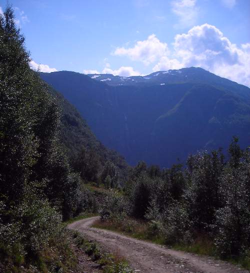 view of mountains and track